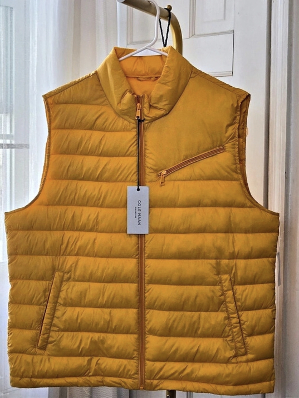 Cole Haan Men's Nylon Puffer Vest Yellow XL